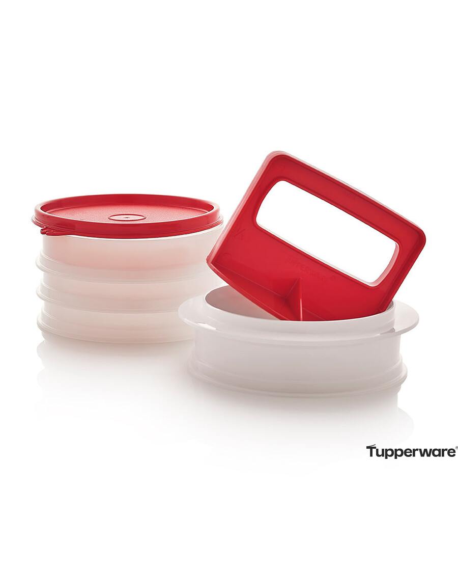 Tupperware Hamburger Press & Keepers Set