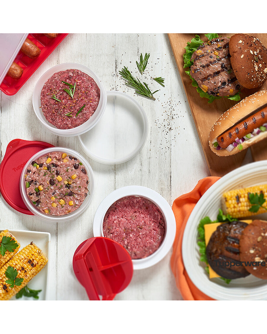 Tupperware Hamburger Press & Keepers Set